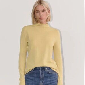 NWT Everlane Butter Yellow Funnel Neck Sweater in Cotton Cashmere Small